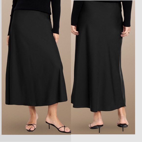 NWTS🌹THE OCCASION L🌹BLACK CASHMERE LOOK TWIST SWEATER SATIN MAXI SKIRT SET🌹 - Picture 7 of 15